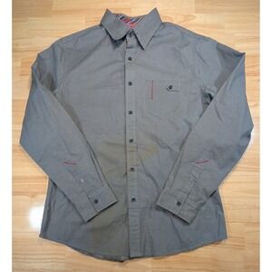 Smash Mens Geometric Print Button Up Shirt Gray Long Sleeve NSH5066R‎ Size L